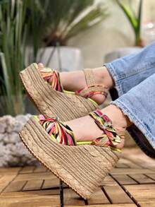 Plataforma altas, planas forrada de yutes multicolor   Guay    Nudo    Vacaciones - Multicolor - Ver 1