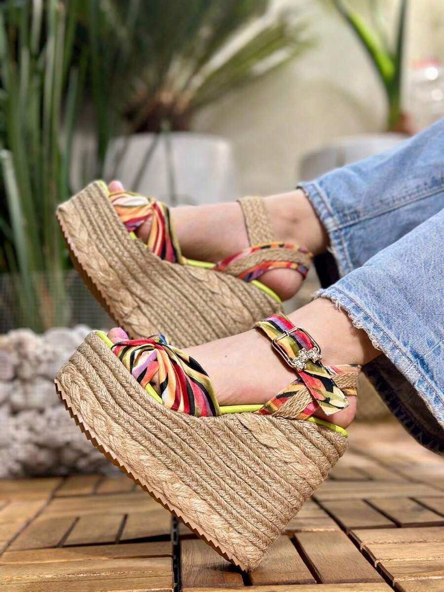 Plataforma altas, planas forrada de yutes multicolor   Guay    Nudo    Vacaciones - Multicolor - Ver 1