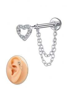 1 chiếc khuyên tai dáng dẹt có dây xích, khuyên tai không ren 16G bằng thép không gỉ, kiểu bấm vào, thích hợp cho sụn tai, vành tai, nắp tai, mũi, unisex, chốt 6mm, khuyên mũi, khuyên môi, khuyên sụn tai, khuyên môi, khuyên mũi Medusa, khuyên nắp tai, trang sức vành tai. - Vàng và Bạc - Xem 12