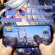 Ultra-Thin Breathable 24-Hour Durable Finger Sleeve For Mobile Gaming: Sweat-Proof, Non-Slip, High Sensitivity Touchscreen Finger Gloves, Suitable For Gamers - Purple - View 8