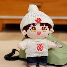 20厘米娃娃圣诞服装两件套（上衣+裤子），毛绒娃娃挂件雪花圣诞树毛衣套装，青少年娃娃万圣节圣诞派对用品娃娃（仅含娃娃衣服）