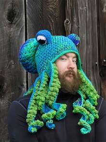 1 Piece Men's Hat Cute And Cool Crochet Octopus Hat With Tentacles - Handmade Knitted Animal Costume Accessory Festival Party Funny Hat - Multicolor - View 1