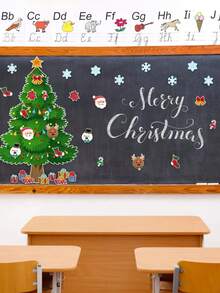1 set Autocollant mural d'arbre de Noël, décoration murale d'arrière-plan avec arbre de Noël, Père Noël, bonhomme de neige, design de cerf, décoration de rénovation de chambre DIY pour Noël, autocollant pour salon, chambre à coucher, salle à manger et entrée, décoration de Joyeux Noël, décoration de Noël pour la maison - Multicolore - Voir 8