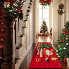 1 set/1 pieza/2 piezas Felpudo antideslizante con estampado de Papá Noel y árbol de Navidad, de fibra súper, adecuado para decoración de fiesta navideña, cocina, baño, comedor, dormitorio, puede ser dado como regalo de Navidad - Multicolor - Ver 6