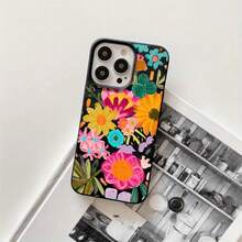 Funda protectora para phone con orificios grandes, diseño de flores. Compatible con phone 16 Pro Max, 16, 15 Pro, 14, 14 Plus/14 Pro Max, 13, 13 Pro, 12 Pro y 11/11 Pro. Regalos para cumpleaños y festivales - Negro - Ver 1