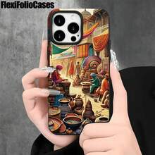 Funda protectora para phone con orificios grandes, diseño de imitación de pintura de discos de colores, compatible con phone 16 Pro Max, 16, 15 Pro, 14, 14 Plus/14 Pro Max, 13, 13 Pro, 12 Pro y 11/11 Pro. Regalos para cumpleaños y festividades - Negro - Ver 8