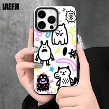 Funda protectora para phone con diseño de graffiti y orificios grandes. Compatible con phone 16 Pro Max, 16, 15 Pro, 14, 14 Plus/14 Pro Max, 13, 13 Pro, 12 Pro, 11/11 Pro. Regalos para cumpleaños y fiestas - Blanco - Ver 2