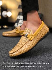 Men's Casual Loafers, Versatile New Moccasin Slip-On Boat Shoes, Slouchy Shoes, Leather Deck Shoes, Flat Casual Shoes, Business Formal Shoes (Run Small And Narrow, Suggest Ordering One Size Up) - Yellow - View 2