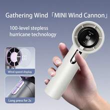 Portable Handheld Fan - Battery Powered Fan | Rechargeable Pocket Handheld Blower, Personal Cooler With Digital Display, Portable High Speed Blowers 100 Speeds Adjustable For Outdoors - 白色 - 查看 3