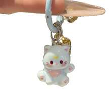 New 3D Cat Cartoon Bell Keychain Student Backpack Cute Pendant Girl Bag Accessories Girlfriend Gift - trắng - Xem 1