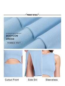 Elegant White Cut - Out Bodycon Midi Dress - 淺綠-淺紫 - 查看 2