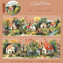 1 Roll Landscape PET Tape, Countryside Style, Dreamy Aesthetic Scrapbooking DIY Material Decorative Stickers - Multicolor - View 14