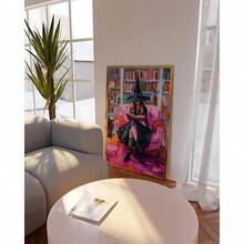 1 Stück moderne schöne Hexe, wunderschöne gotische Lese-Leinwand, Halloween Wandkunst Poster Leinwandmalerei Heimdekoration ohne Rahmen, Wandaufkleber, Wandaufkleber, Raumdekoration - B - Übersicht 3