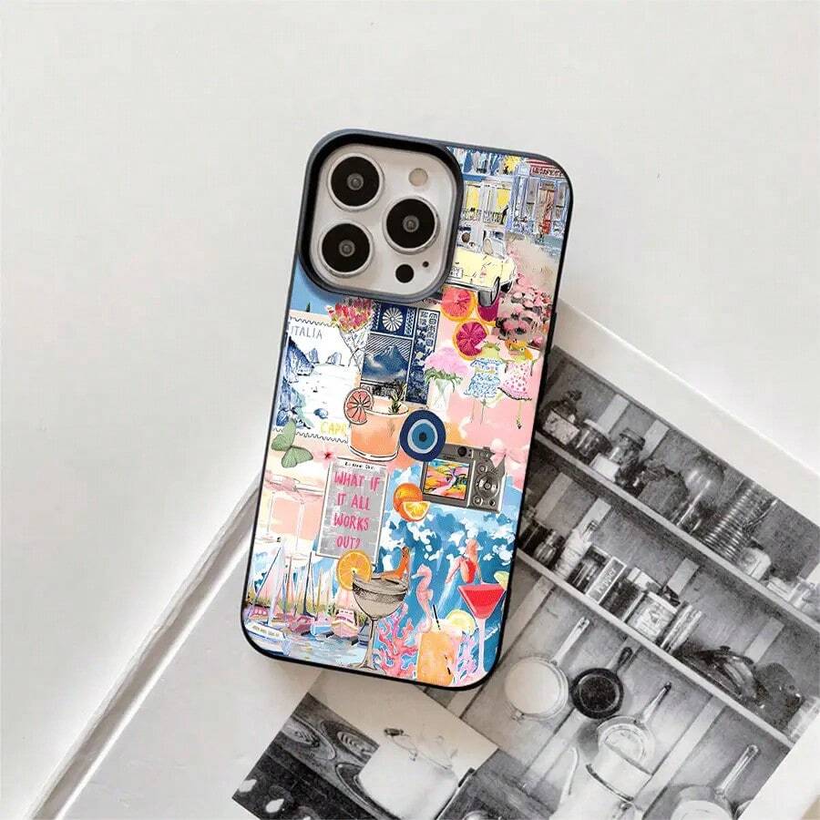 Funda protectora para phone con diseño de copa de vino y orificios grandes. Compatible con phone 16 Pro Max, 16, 15 Pro, 14, 14 Plus/14 Pro Max, 13, 13 Pro, 12 Pro, 11/11 Pro. Ideal para regalar en cumpleaños y otras festividades. - Negro - Ver 1