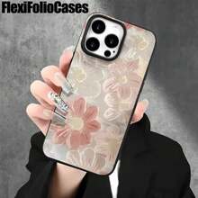 Funda protectora para phone con diseño tridimensional de flores al óleo, con orificios grandes, compatible con phone 16 Pro Max, 16, 15 Pro, 14, 14 Plus/14 Pro Max, 13, 13 Pro, 12 Pro, 11/11 Pro. Ideal para regalar en cumpleaños y otras festividades. - Negro - Ver 4