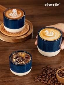 choxila 1 件蓝色粗陶咖啡杯、马克杯、中东风格、浓缩咖啡杯、复古陶瓷功夫茶杯、主人茶杯、节日礼物、适用于办公室、咖啡厅、咖啡角、下午茶、家庭聚会、沙特国庆节礼物 - 咖啡杯 - 查看 4