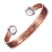 Pure Copper Bracelets For Men Adjustable Open Cuff Stripe Magnetic Bangles Health High Magnet Solid Copper Jewelry Resizable