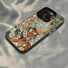 Funda para teléfono con estampado de tigre, elegante y de diseño, compatible con phone 16, 15, 14, 13, 12, 11, XP y Plus. Accesorios personalizados y duraderos para usuarios con estilo. Ideal para regalar a amigos, familiares o para ti mismo. - Multicolor - Ver 1