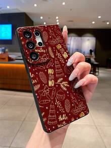 1pc Christmas Tree, Pine Cone, Bell, Bow, Letter, Plant, Candle, Gold Pattern Black TPU Anti-Drop Phone Case, Suitable As Holiday Gift Compatible With IPhone Xs/Xsmax/Xr/11 12 13 14 15 16pro/Promax/14 15 16plus Nothing, Pixel, INFINIX, Redmi Series Phones