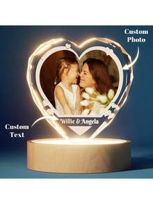 Personalized Gifts For Mom, 3D Crystal Photo Personalized Mothers Gifts, Birthday Gifts For Mom From Daughter Son 1pc Ornamental, Exquisite, Stylish, Contracted, Modern Custom, Personalized, Unique Ideal Gifts For Him Her, Boyfriend, Girlfriend, Dad, Mom, Family, Friends For Valentine's Day, For Mother's Day, For Birthdays, For Day, For Father's Day, For Graduation, For Weddings, For Housewarming Dining Room, Living Room, Bedroom, Office, Tea Room, Home, Valentine Day, Valentine Day Decor, Slow Summer Living, Customized Crafts, Vintage, Xmas Decoration, High-Quality - Heart - View 1