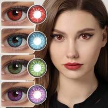 1 Pair Of Party Glasses/Cosplay Lenses 14.5mm For Halloween/Anime - Màu xanh lam - Xem 1