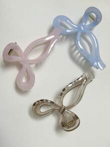 3pcs Plus Size Solid Color Hair Claw Clips With Bow, High Ponytail Bun Maker, Versatile & Suits All,Hair Accessories,Hair Jaw Clip,Hair Clutch Fall Winter Hair Clip For Vacation Outfits Woman - Multicolor - View 16