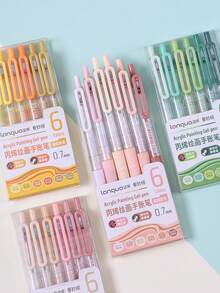 6/12/18/36/54/72/90色可伸缩丙烯颜料彩色凝胶笔套装 - 凝胶笔，中号笔尖（0.7毫米），丙烯颜料马克笔，圆珠笔，勾线笔，荧光笔，非常适合鲜艳的彩色书写和素描，书写流畅，适用于绘画、高亮、学生笔记、制作手册、办公等用途。 - 彩色 - 查看 2