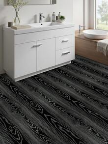 1 Roll Black Wood Grain Self-Adhesive Floor Sticker - Natural Waterproof Wood Grain Appearance, Peel And Stick Wallpaper - Suitable For Bathroom, Kitchen, Living Room, Bedroom - 30cm/40cm Width - Floor Tile Self-Adhesive Wallpaper - PVC Self-Adhesive Floor Sticker