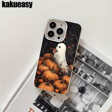 Funda protectora para teléfono con orificios grandes y diseño de calabaza fantasma, compatible con las series 16 Pro, 16, 15 Pro, 14, 14 Plus, 14 Pro, 13, 13 Pro, 12 Pro y 11/11 Pro. Regalos para cumpleaños y celebraciones. - Blanco - Ver 7