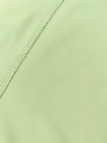 LovelyWholesale 女士休闲立领长袖纯色拉链修身上衣和瑜伽裤套装 春季服装 - 綠色 - 查看 7