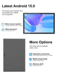 Coopers Android 15 Tablet, 10.1 Inch WIFI Tablet PC, 3GB RAM, 32GB ROM, Support 1TB Expandable, Quad-Core, 2.4G+5G WiFi, Dual Band WiFi6, 2MP + 5MP Dual Camera, 1280 * 800 IPS HD Touch Screen,Wi-Fi, 6000mAh Battery, Support Widevine L1(No Adapter) ﻿ - Grey - View 8