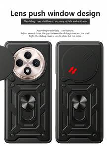 Compatible With Reno12 F (4G/5G) / (Also Known As Reno12 FS) / F27 5G Phone Case, With Magnetic Stand, Camera Protection, Shock-Proof, Anti-Camera Cover, Fingerprint, Anti-Slip - Black - View 5
