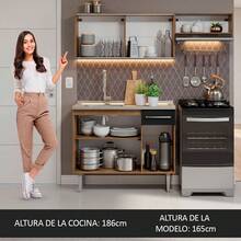 Emilly Madesa 05 Compact 165cm Kitchen Cabinet With Rustic/Black Sink - Brown and Black - View 5