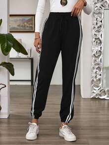 Plus Size Sweatpants - Black - View 1