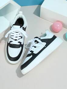 Schwarz-Weiß Patchwork Herren Freizeitschuhe, modische vielseitige Sportschuhe für Party, Straße, Urlaub, Weihnachten, Paare-Geschenk