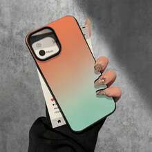 Funda protectora para phone con diseño de degradado naranja y verde y orificios grandes. Compatible con phone 16 Pro, 16, 15 Pro, 14, 14 Plus, 14 Pro, 13, 13 Pro, 12 Pro y 11/11 Pro. Regalos para cumpleaños y celebraciones. - Blanco - Ver 4