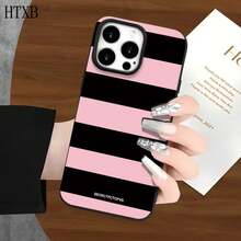 Funda protectora para phone con diseño de rayas rosas y negras (1 unidad), compatible con phone 16 Pro, 15 Pro, 14, 14 Plus, 14 Pro, 13, 13 Pro, 12 Pro y 11/11 Pro. Regalos para cumpleaños y celebraciones. - Blanco - Ver 7