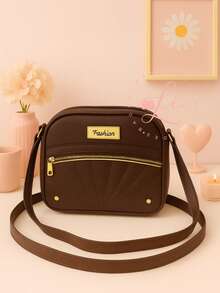 Women's Crossbody Bag With Fashion Embroidery, Modern Design - Kopi - View 1