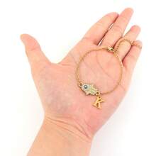 1条新款经典眼睛手字母金色不锈钢链手链，女士款 - 金黃色 - 查看 3