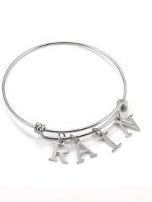 1pc Custom Letter Name Bracelet, Personalized Name Up To 7 Letters, Adjustable Expandable Pendant Letters, Stainless Steel Bracelet Jewelry Gifts, And Stylish Women's Bracelets, Jewelry Women, Mother's Day Gifts For Mom, Easter Gifts, Personalized Custom Bracelets (With Small Gift Box) - Multicolor - View 6