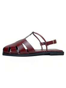 Women's Flat Sandals, Closed Toe, Comfortable, Fashionable, With Buckle Ref. 034/10 - Màu Tím - Xem 2