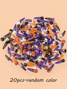 10pcs/20pcs Random Color Cartoon Resin Hair Clips Set, Halloween Girls Bangs Clips, Side Clips, BB Clips - Multicolor - View 6