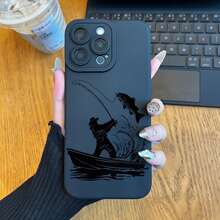 Angel Eye High-end Mobile Phone Case with Fishing Silhouette Pattern UV Printing, 360-degree All-round Protection for iPhone 11 12 13 14 15 16 Pro Max XR X/XS 7 8 Plus SE Mini Smartphone Best Gift Birthday Present for Boys and Girls - Antikweiß - Übersicht 8