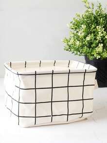 1 pièce Panier de rangement pliable à motif à carreaux, bac de rangement pour jouets, panier de salle de bain, panier de rangement pliable, organiseur de bureau, convient pour un cadeau d'Halloween - Multicolore - Voir 1