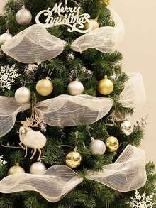 1 Roll, 900cm Christmas Decorative Ribbon, Christmas Party Decor Streamer, DIY Christmas Tree Decoration Ribbon, Tulle Bow Hanging Ornament, Suitable For Christmas Tree Decor, Home Decor, Room Decor, Bedroom Decor, New Year Decor, Christmas Decorations, Holiday Party Decor, Christmas Party Supplies, Christmas Themed Holiday Hanging Decor, Party Favors, Happy New Year, Christmas Gifts, Christmas Decorations, Christmas Event Party Supplies, Gifts For Friends And Family - Multicolor - View 5