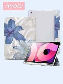 Ayotu Casing Motif Hibiscus Biru & Putih, Cocok untuk Tablet 10,2 Inci (Generasi ke-9/ke-8) 2021/2020, Kompatibel dengan Galaxy Tab A8 10,5 Inci 2022, Cocok untuk Kindle (Generasi ke-11, Rilis 2024) (6 Inci), Dengan Slot Pensil, Mendukung Fitur Tidur/Bangun Otomatis, Pelindung yang Modis - MultiWarna - View 3