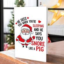 1 张节日圣诞老人圣诞贺卡，带信封，有趣的“他在你睡觉时看到你”节日和新年祝福卡 - 送给家人、朋友和同事的完美礼物 - 彩色 - 查看 3