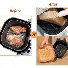 100pcs  Original Color Air Fryer Cooking Paper: Non Stick, Heat-Resistant Square Shaped Baking And Cleaning More Efficiently, A Good Helper For Healthy Cooking - 100Pcs(more Favorable Shipping Fee) - View 7