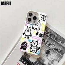 Funda protectora para phone con diseño de graffiti y orificios grandes. Compatible con phone 16 Pro Max, 16, 15 Pro, 14, 14 Plus/14 Pro Max, 13, 13 Pro, 12 Pro, 11/11 Pro. Regalos para cumpleaños y fiestas - Blanco - Ver 7