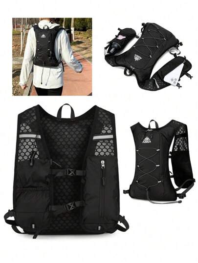 1件轻便水袋背包背心，配有500毫升软水壶，透气防汗跑步背包，可调节跑步水袋背心，适合越野跑、马拉松、慢跑、骑行等运动，大容量旅行包，男女通用，旅行必备，经久耐用，适合跑步和徒步旅行。